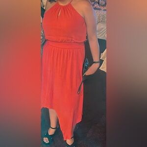 Vibrant Red Halter Dress